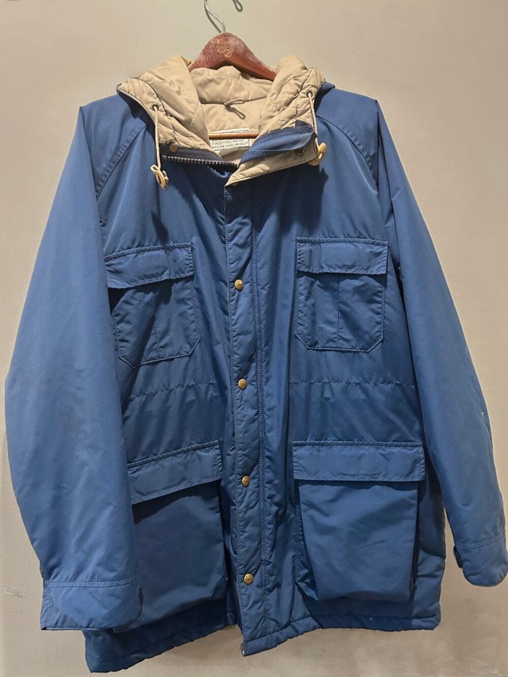 Vintage L.L.Bean Baxter State Parka | 4 Pocket Long Coat | Blue & Tan | Large